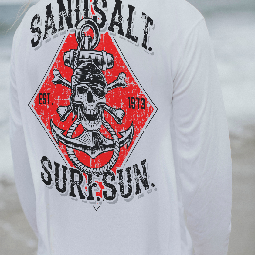 SAND.SALT.SURF.SUN. Captain Pirate Men's UPF 50+ UV Sun Protection Performance Long Sleeve T-Shirt Large / Seagrass