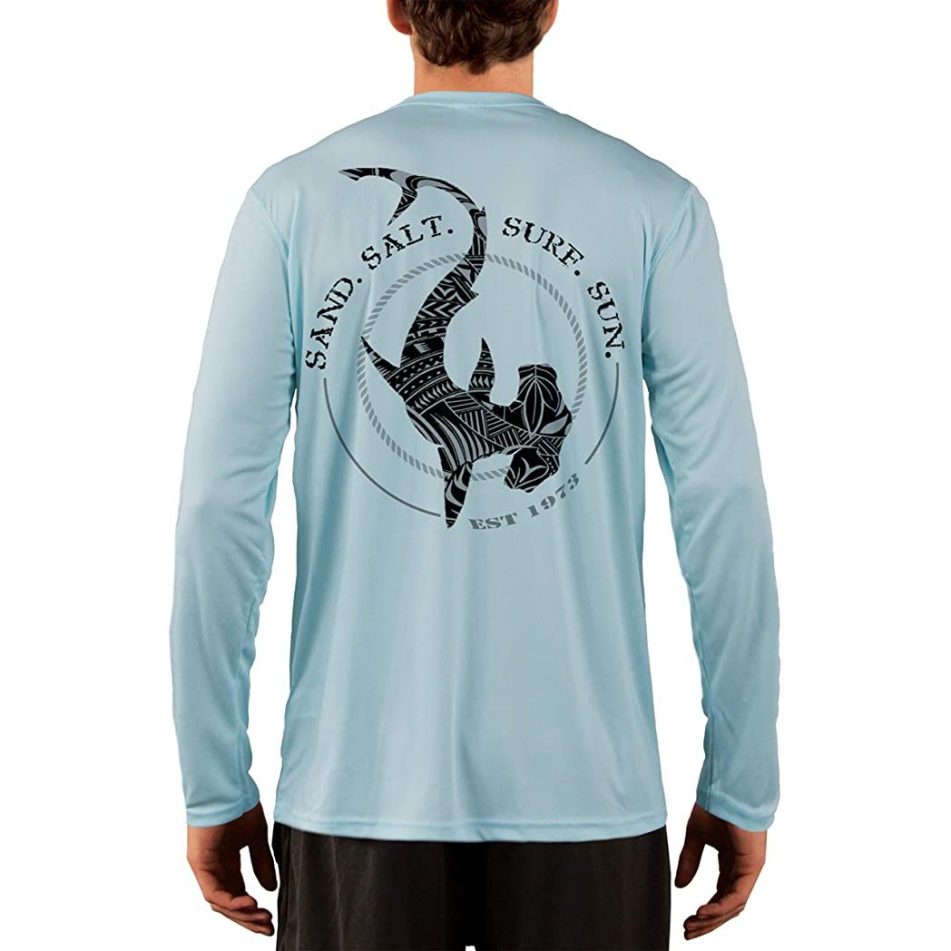 Cow Town USA Tuna Badge Long Sleeve Hooded UV Protection Shirt Large / Sand