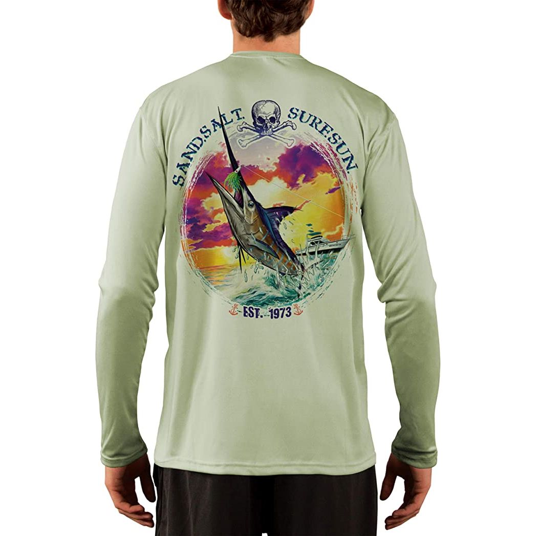 Salty Bonz Cabo Long Sleeve Moisture Wicking Fishing T- Shirt with 50+ UPF  Protection Perfect for Fishing, Boating and The Beach (Aluminum, XS, x_s)